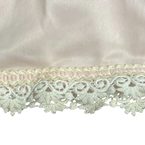 VTG 60s 70's Sears Petal Pink Half Slip Mini Short Coquette Nylon Lace Silk FLAW - Picture 7 of 8